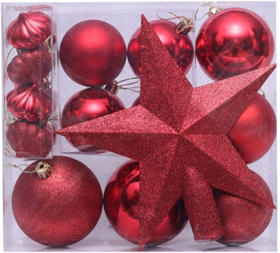 18pcs Christmas Balls Plating Balls Gift Box Tree Top Star Set Christmas Decorations (Size : Red)