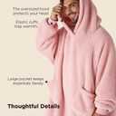 Bedsure Wearable Blanket Hoodies for Women- Gifts for Girlfriend, Warm Cozy Fluffy Birthday Valentines Day gifts for Him Her Women Wife, Soft Sweatshirt, Oversized Hooded Blankets With Sleeves, Pink (Standard)