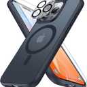 2 x Magnetic Shockproof for iPhone 16 Pro Case with Screen Protectors & Camera Cover, [Compatible with MagSafe] [Military-Grade Drop Protection], Translucent Slim Cute Phone Case, Black