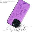 Vaburs Compatible with iPhone 16 Pro Max Case Wallet with Card Holder,Embossed Butterfly Pattern PU Leather Double Buttons Flip Protective Shockproof Cover for Magnetic Car Mount 6.9 Inch (Purple)