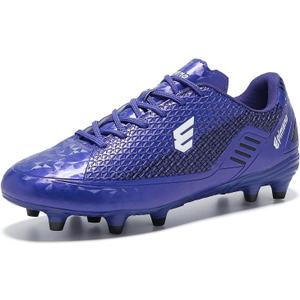 Women's Soccer Cleats for Men Lightweight Outdoor Rugby Football Shoes with Enhanced Grip and Comfort (6 Women/4.5 Men, Purple/Black)