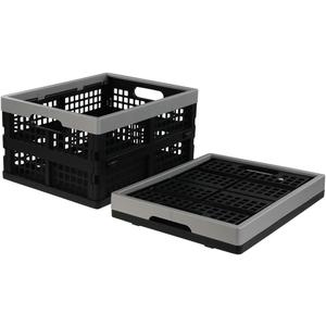 Jekiyo 16-Liter Folding Crates Storage, Collapsible Container Plastic, Set of 1 (black)