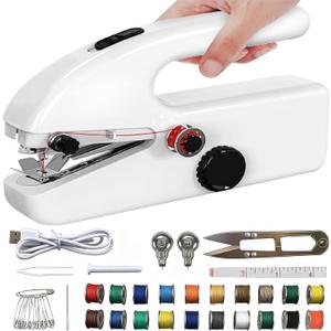 Handheld Sewing Machine Hand Held Portable Mini Small Sew Machines with 2 Speeds Sewing Kits, Easy to Use and Fast Stitch Suitable for DIY Fabrics Clothes Home Travel