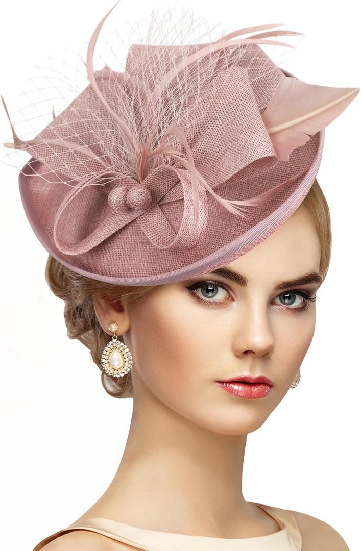 Zinniday Kentucky Fascinators Hats for Women - Vintage Tea Party Outfit Headband Church Derby Hat for Women (9.64x7.87inch)