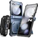 i-Blason for Samsung Galaxy Z Flip 6 Case with Stand, [Built-in Screen Protector] [Hinge Protection] [Belt-Clip], Full-Body Military Protection Phone Case for Samsung Z Flip 6/ Flip 5, DarkBlue
