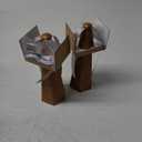 PIOPIAONIU 2 Pcs Table Fly Fans Wood Grain Fly Fan for Indoor and Outdoor Meal Fans for Picnic Restaurant Home