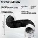 MOPHA Dryer Vent Hose 4 Inch, 3FT Heavy Duty 6-Layer Flexible Aluminum Dryer Duct with Rubber Seal Connectors, Heat Resistant Insulated Dryer Exhaust Hose for Tight Spaces, Easy-Install Dryer Vent Kit