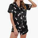 Women Valentines Pajamas Set Short-Sleeve Button Shirt and Shorts Matching Sets 2 Piece Loungewear, Size M