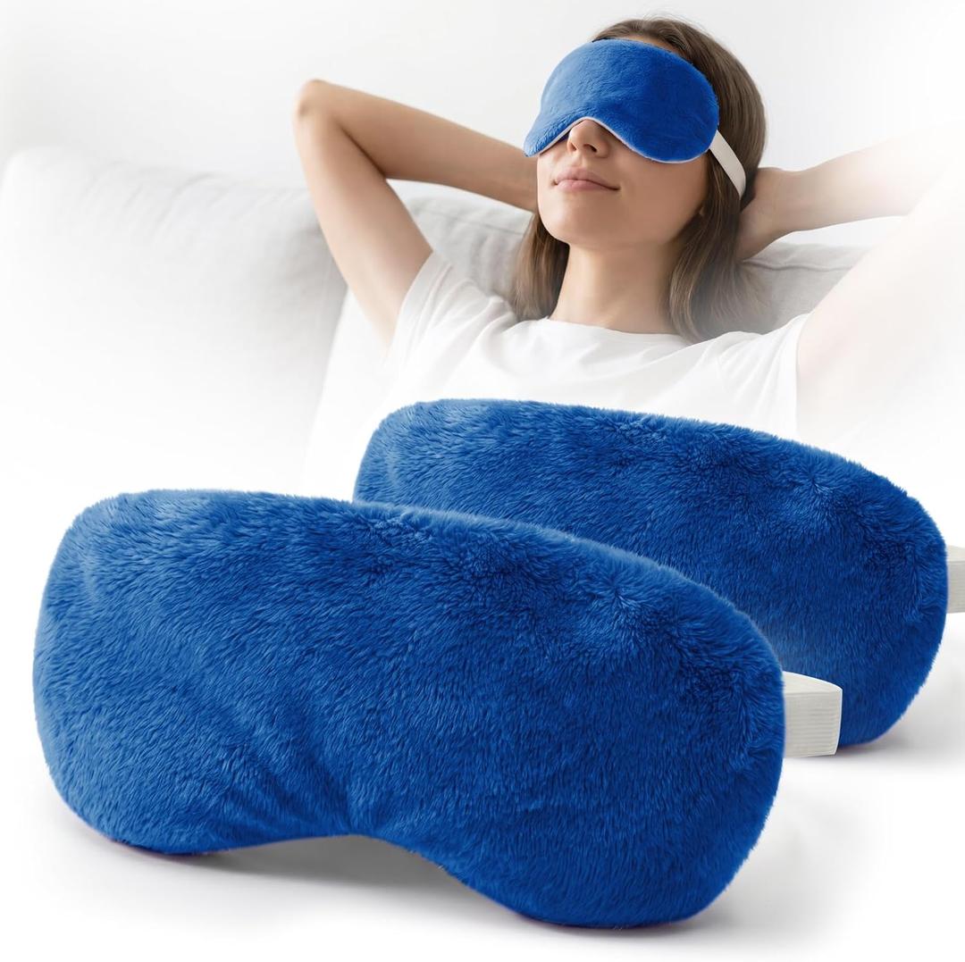 Heated Eye Mask for Dry Eyes, Steam Warm Compress for Stye Eye Treatment, Relieve, Hot Compress, Moist Heat Mask for Blepharitis (Blue2PCS)