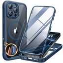 Miracase for iPhone 16 Pro Max Case 6.9'', [Bubble Free] Full-Body Bumper Phone case with Built-in Full Glass Screen &Lens Protector,Compatible with MagSafe,Drop Proof 16 Pro Max Cover,Blue