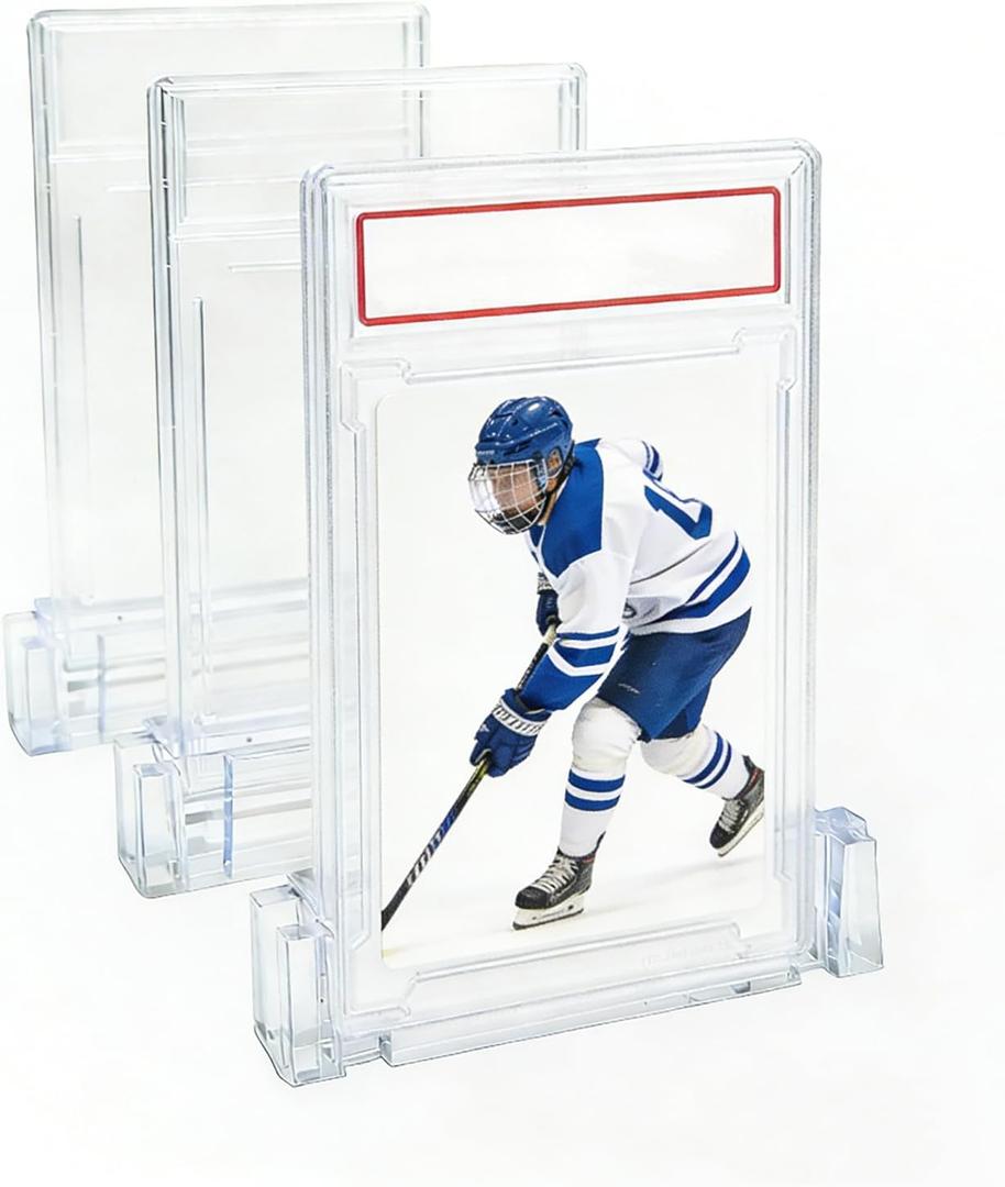 3-Pack Modular PSA Card Display Stand - Horizontal or Vertical Stackable Acrylic Holder for Sports Cards, Trading Cards, PSA Card Case Graded Card Display