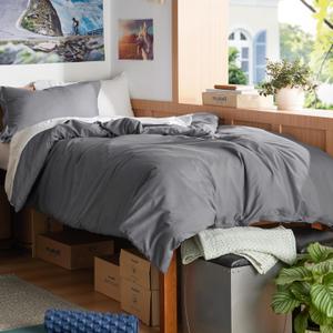 Bedsure Duvet Cover Twin/Twin XL Size - Soft Double Brushed Bedding Set for Kids & Adults, Zipper Closure, 2 Pieces, Includes 1 Duvet Cover (68"x90") & 1 Pillow Sham, NO Comforter, Dark Grey