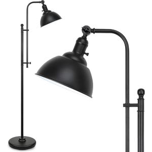 Coucrek Industrial Floor Lamp, 3 Color Temperature Rustic Lamps in Aged Bronze, Adjustable Height & Head Standing Reading Lights for Bedroom (Matte Black)