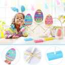 3 PCS Colorful Easter Table Decorations Easter Decorations for Home Religious Decorations Spring Decorations for Home Wooden Easter Eggs for Easter Day Home Farmhouse Kitchen Decorations