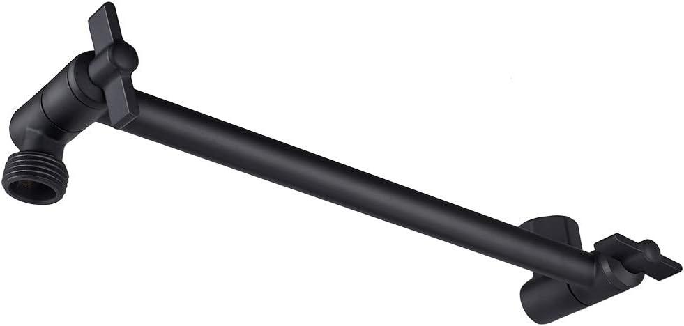NearMoon Adjustable Shower Arm Universal Connection, Solid Brass Shower Extension Arm, Adjust Angle to Upgrade Shower Experience, Easy to Install, Anti-leak (11 Inch, Matte Black)