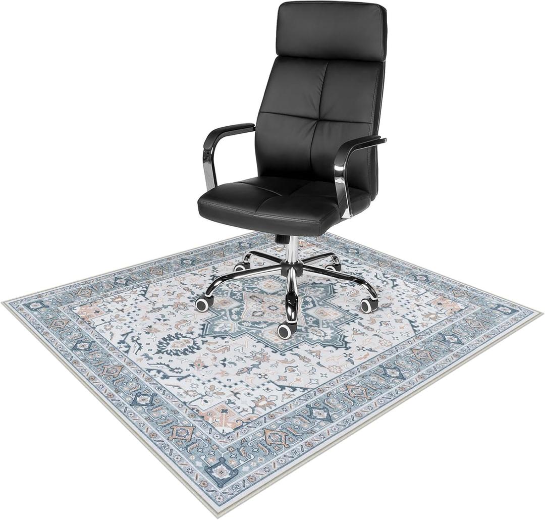 Anidaroel 48"x60" Office Chair Mat for Hardwood Floor, Anti-Slip Computer Chair Mat for Rolling Chair, Taupe Office Floor Mat for Tile Floor, Low Pile Non Curling Under Desk Rug