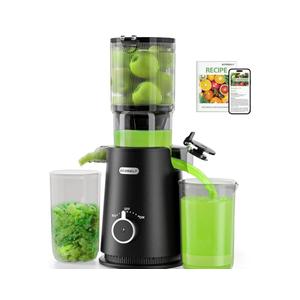 Cold Press Juicer - Wide Mouth Feed Chute with Self Feeding & Hands-Free Design - Juice Extractor Machine for Fruits and Leafy Greens - Juicer Machines High Juice Yield & Easy to Clean