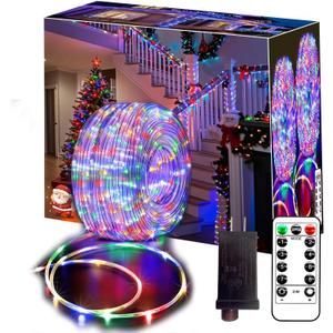 66FT Rope Lights for Outside,Connectable String Lights Outdoor Waterproof IP67,8 Modes 200 LEDs Rope Lighting for Garden,Party,Indoor Bedroom,Christmas Eaves Decor,Multicolors