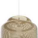 Bamboo Pendant Light - Boho Basket Chandelier Handmade Woven Pendant Light, Natural Wicker Rattan Hanging Chandelier for Kitchen Island Dining Room Living Room Porch