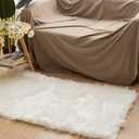 Latepis White Sheepskin Rug 2x3 Faux Fur Sheepskin Rug for Living Room Fluffy Washable Rugs for Bedroom Luxury Room Decor Furry Rugs Rectangle, 2' x 3' (Rectangular), White
