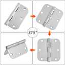 Ball Bearing Door Hinges, 3.5 inch 3 Pack Stainless Steel Door Hinge Bearing 5/8''Radius Corner, Smooth and Quiet Heavy Duty Commercial Grade Exterior Interior Outdoor, Non Removable Pin, Brushed