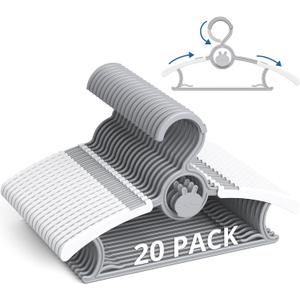 Baby Hangers 20PCS, Adjustable & Stackable Plastic Kids Hangers for Closet, Non-Slip Baby Hangeres, Hanger for Toddler Kid Children Infant Teen, Grey Extendable Toddler Hanger (Gray)