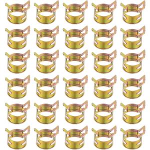 PATIKIL Spring Band Hose Pipe Clamps for 17-19.5 mm OD Hose, 30 Pack Silicone Vacuum Constant Tension Band Clips for Fuel Line Silicone Air Hose Tube Water Pipe, Gold