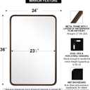 ANDY STAR Bronze Bathroom Mirror, 24x36 Bronze Vanity Mirror for Wall, Rounded Rectangle Mirror Tube Metal Frame Hang Vertically or Horizontally
