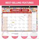 5 x Timart Desk Calendar 2026-2027, 18-Month Calendar from Jan 2026 to June 2027, Large 17" x 12" Desktop Wall Monthly Calendar For Home School, Office(Floral)
