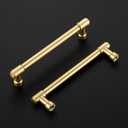 Ravinte 2 Pack 5 Inch Hole Center Solid Kitchen Cabinet Handles Brushed Brass Dresser Pulls Cabinet Drawer Pulls for Kitchen Cupboard Hardware, Gold
