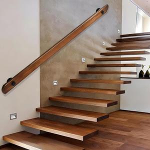 Wood Handrails, Indoor Non-Slip Staircase Handrail,Retro Rustic Wall Mount Railings Handrails, Home Loft Corridor Support Rod,Industrial Pipe Support, Easy to Install (Dark Wood, 8FT)