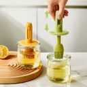 Retractable Oil Brush Dispenser, 2-in-1 Glass Olive Oil Bottle with Silicone Basting Brush Adjustable Telescopic Design for Cooking, BBQ, and Baking (White/Green/Yellow) 