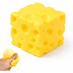 Yellow Cheese-Shaped Squishy Toy, Adult Stress Ball, Soft Creative Toy, Soft Silicone Sensory Toy, Themed Cheese-Shaped Soft Silicone Toy, relieves Stress, Promotes Relaxation