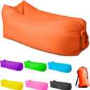 Inflatable Lounger Air Sofa Hammock, Inflatable Couch for Camping, Portable Waterproof Anti-Air Leaking Pouch Couch Air Chair for Outdoor, Beach, Hiking, Picnics, Music Festivals (Orange)