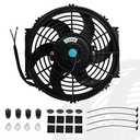 10" inch Slim Fan Push Pull Electric Radiator Cooling Fans 12V Mount Kit Unversal Black