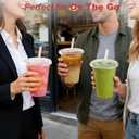 Ginkgo 100 Pack - 16 oz Clear Plastic Cups with Lids and Straws, Leak-Proof & Sturdy, Disposable Iced Coffee Cups for Smoothie, Cold Drinks