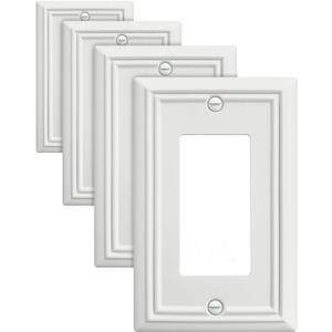4-Pack Decorator Wall Plates for Receptacle, GFCI Outlet, Dimmer Switch, Metal Electrical Outlet Cover Plates, Off White Finish, 3.15''*4.88'', Midsize