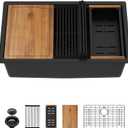 30 Black Undermount Granite Composite Kitchen Sink with Luxury Accessories, 30"x19"x10"