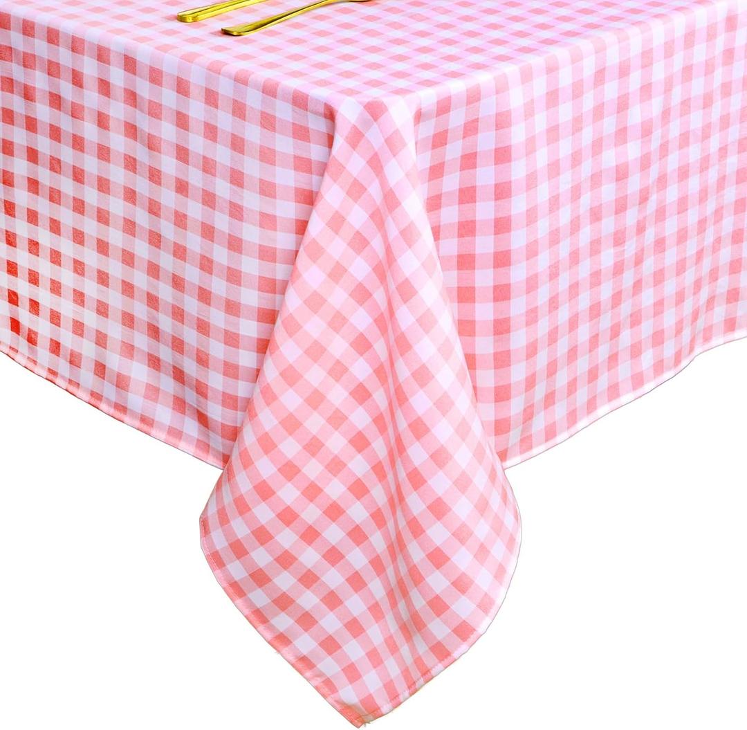 Pink Checkered Tablecloth Cotton Table Cloths 54X70 Inch Pink and White Tablecloth Gingham Table Cloth for Rectangle Table Blush Pink Tablecloths Plaid Picnic Party Supplies