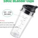 Ninja Blender Replacement Parts Compatible with BL770 BL660 BL663 BL663CO BL665Q BL740, 2 Pack Single Serve Ninja Blender 16oz Cups with Sip & Seal Lids &6 Fins Ninja Blender Blade Assembly