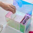 Tampon Holder for Bathroom Storage, Rainbow Acrylic Organizer with Lid - Bathroom Storagefor Cotton Balls, Pads, Hair Accessories & Makeup Supplies, Vanity Organizer for Girls & Women