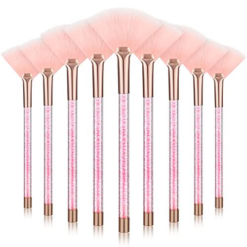 9 Pieces Facial Fan Mask Brushes, Soft Facial Applicator Brushes Tools for Peel Glycolic Makeup for Mud Cream(Pink)