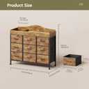 Baby Changing Table, 9 Fabric Boxes, Waterproof Pad, Mobile, Rustic Brown