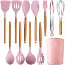 Silicone Cooking Utensils Set, 12-piece Kitchen Utensil Set Non-stick Cookware Is Heat-resistant, BPA-Free, Cooking Tools, Stirring Kitchen Tool Set (Pink)