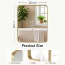 Sweetcrispy Bathroom Wall Mirror, 30x22 Inch Wall Mount Mirror for Over Sink, Modern Rounded Rectangle Vanity Mirrors with Matte Metal Framed, for Home Decor, Living Room, Bedroom, Gold