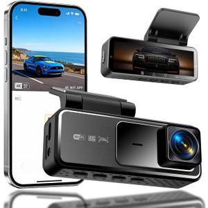 4K Dash Cam with Built-in WiFi, Front Car Camera, APP Control, Night Vision, 24H Parking Monitor, 170 Wide Angle, G-Sensor, Loop Recording, WDR(A19)