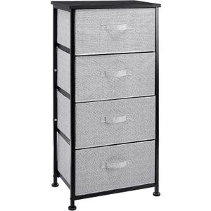 Amazon Basics Fabric 4-Drawer Storage Organizer Unit for Bedroom Closet, Black