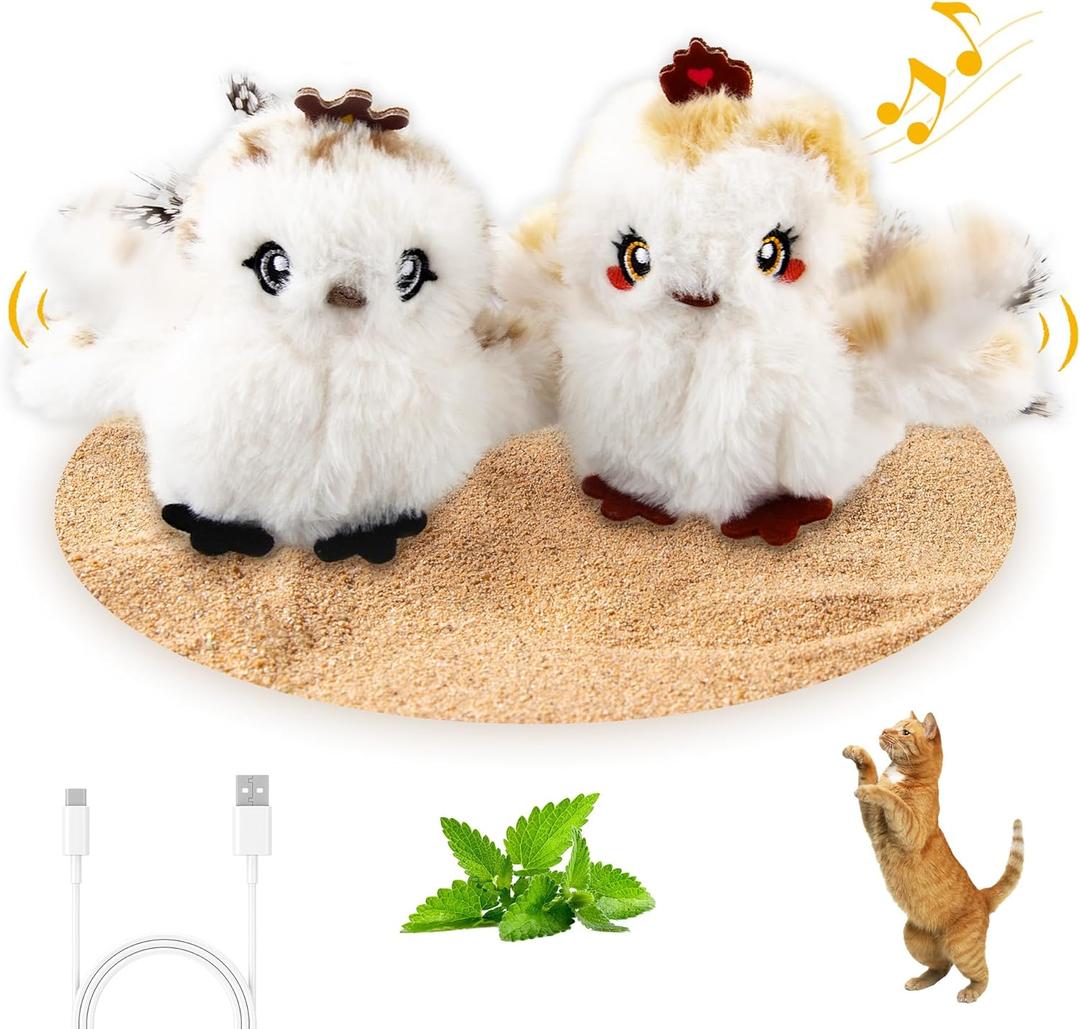 Gigwi Interactive Cat Toys for Indoor Cats, Flapping and Chirping Catnip Toys for Cat Exercise, Automatic Cat Toy with Beating Wings & Real Feather Tail, Rechargeable Cat Kicker Toy Prince & Princess