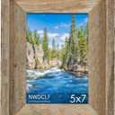 Rustic 5x7 Picture Frame, Reclaimed Barnwood Photo Frame with Real Glass, Distressed Natural Wood Frame for Wall and Tabletop Display, Farmhouse Country Home Office Cabin Dcor