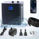 79 Gallon Aquarium Chiller, Fish Tank Chiller,1/3 HP Active Aqua Chiller for Axolotl, Aquarium Cooler with LED Display, Pipe, Water Pump, Remote Control (Black Built-in Filter)